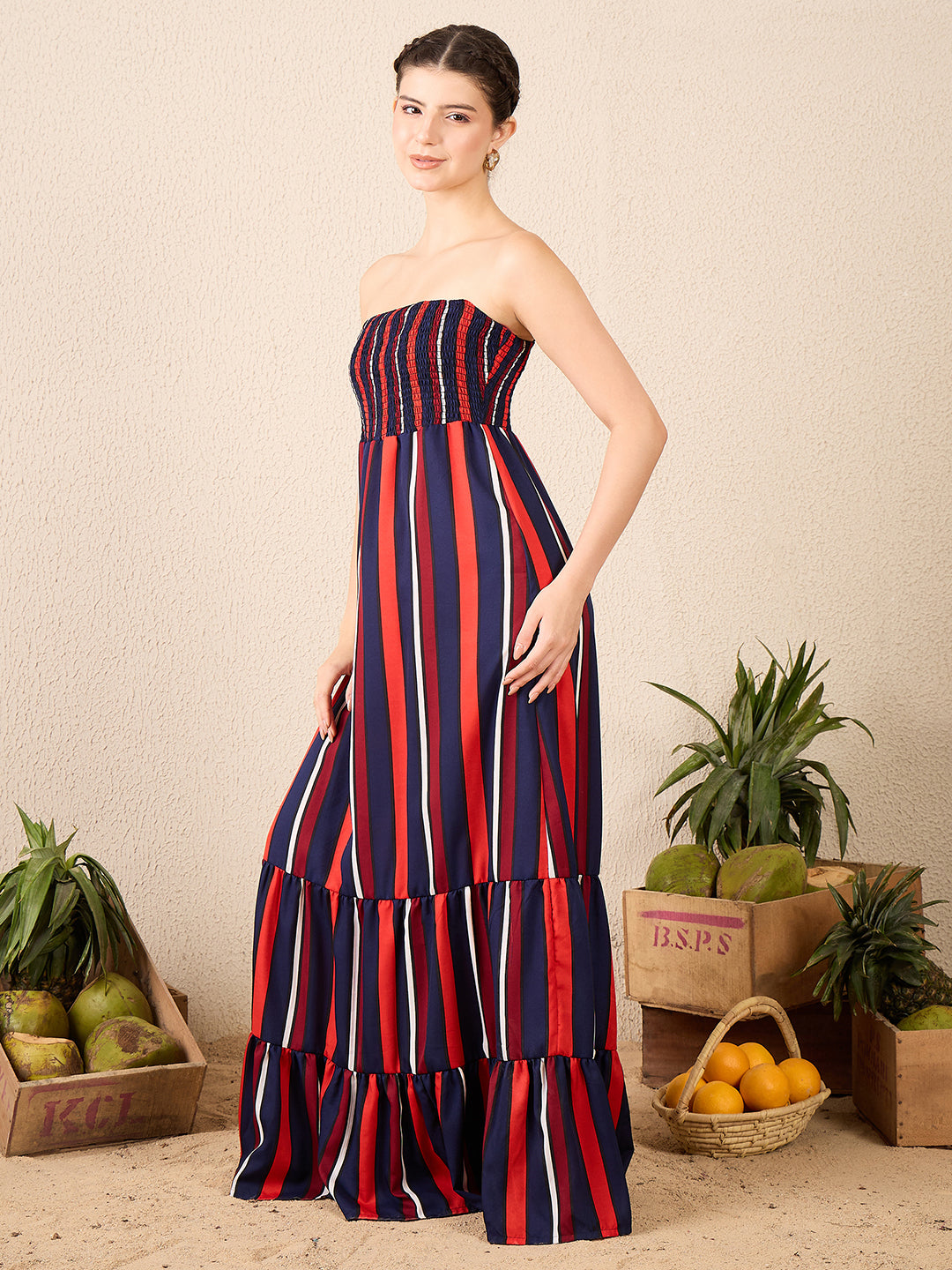 Strapless Smocked Maxi Dress - Uptownie