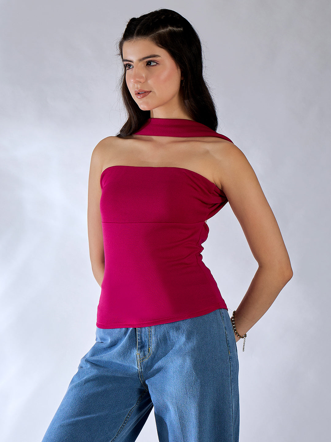 Strapless Scarf Neck Top - Uptownie