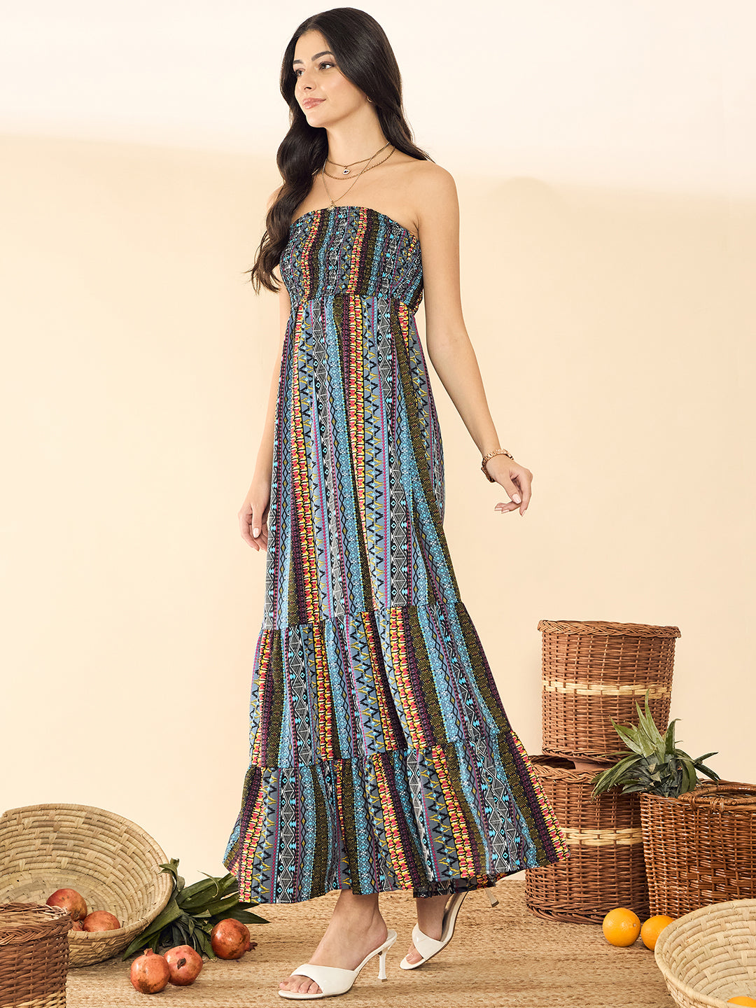 Strapless Smocked Maxi Dress