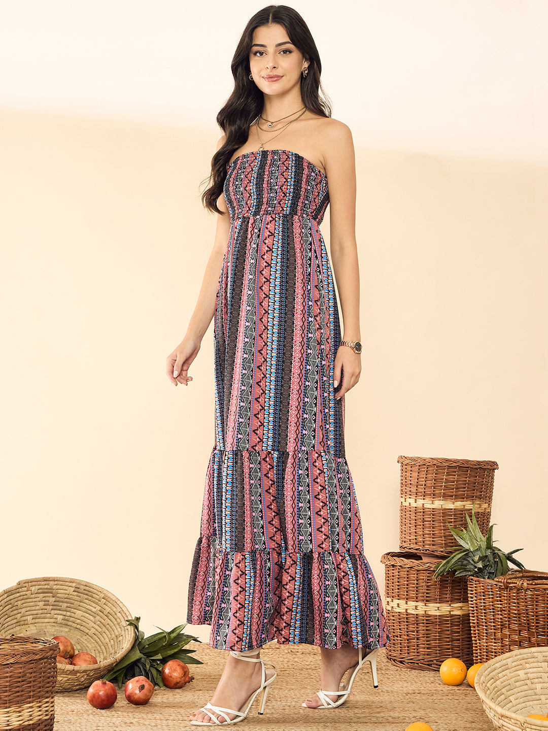 Strapless Smocked Maxi Dress