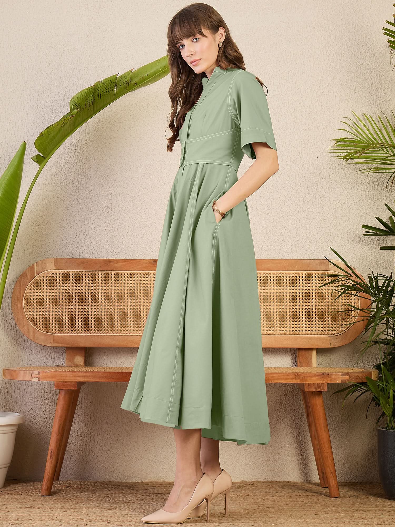 Corset Panelled Midi Dress - Uptownie