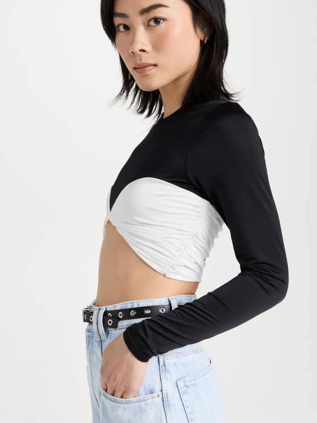 Stretchable Cotton Corset Look Crop Top - Uptownie