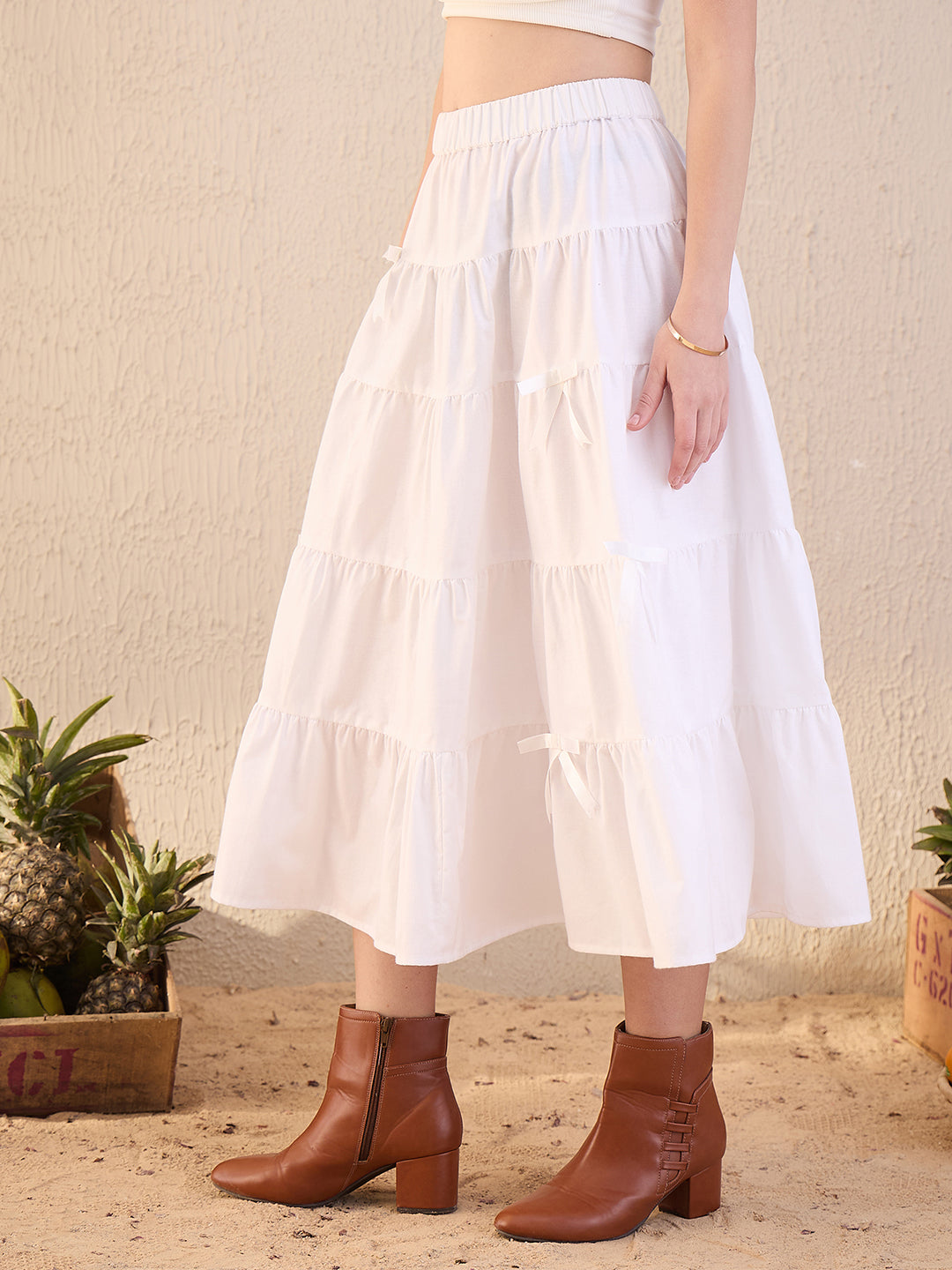 Tiered Bow Midi Skirt - Uptownie