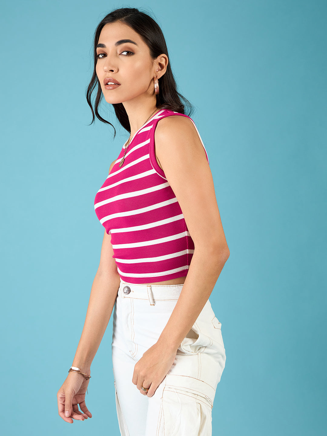 Stretchable Ribbed Sleeveless Crop Top - Uptownie