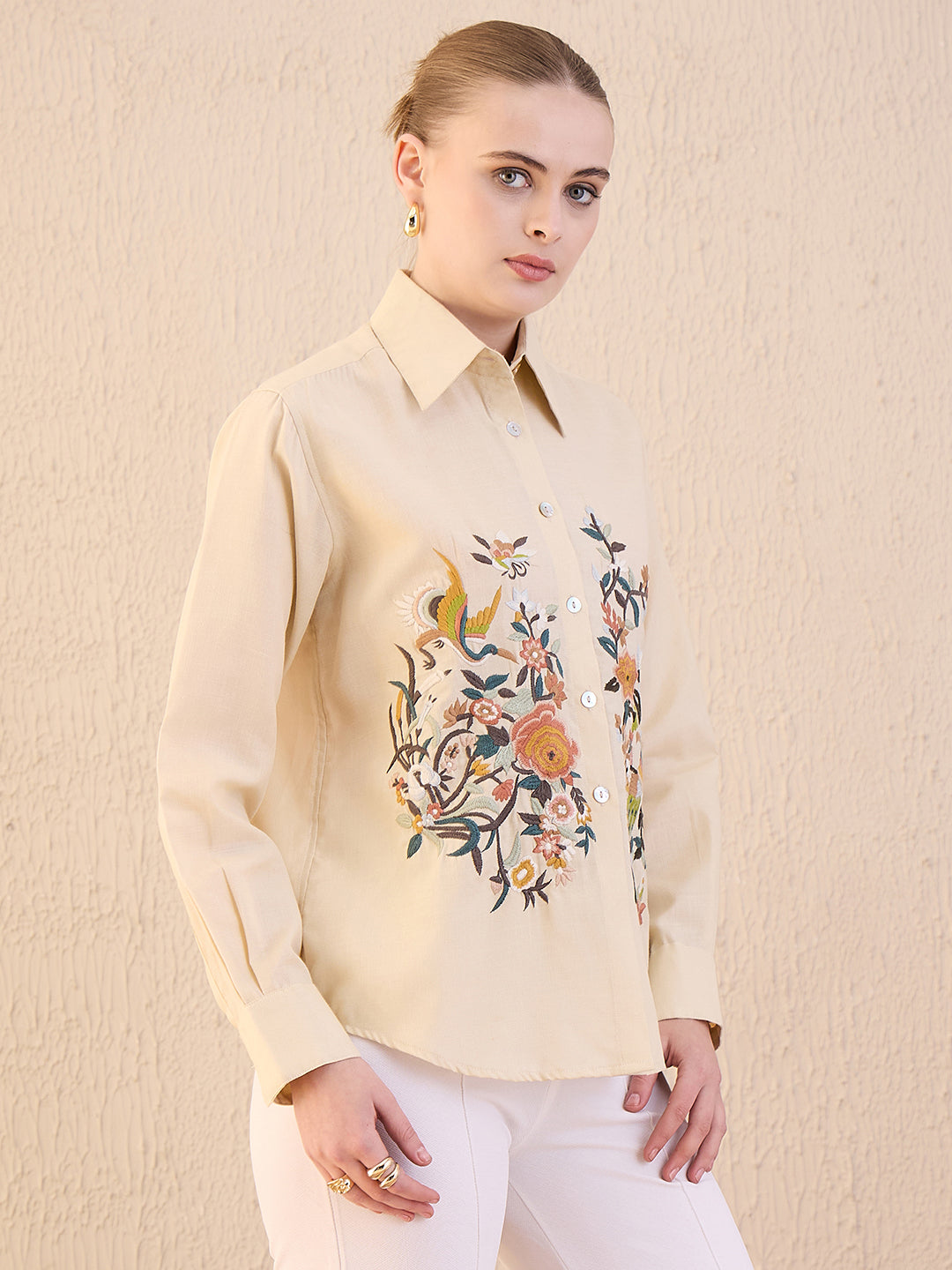 Embroidered Cotton Shirt - Uptownie