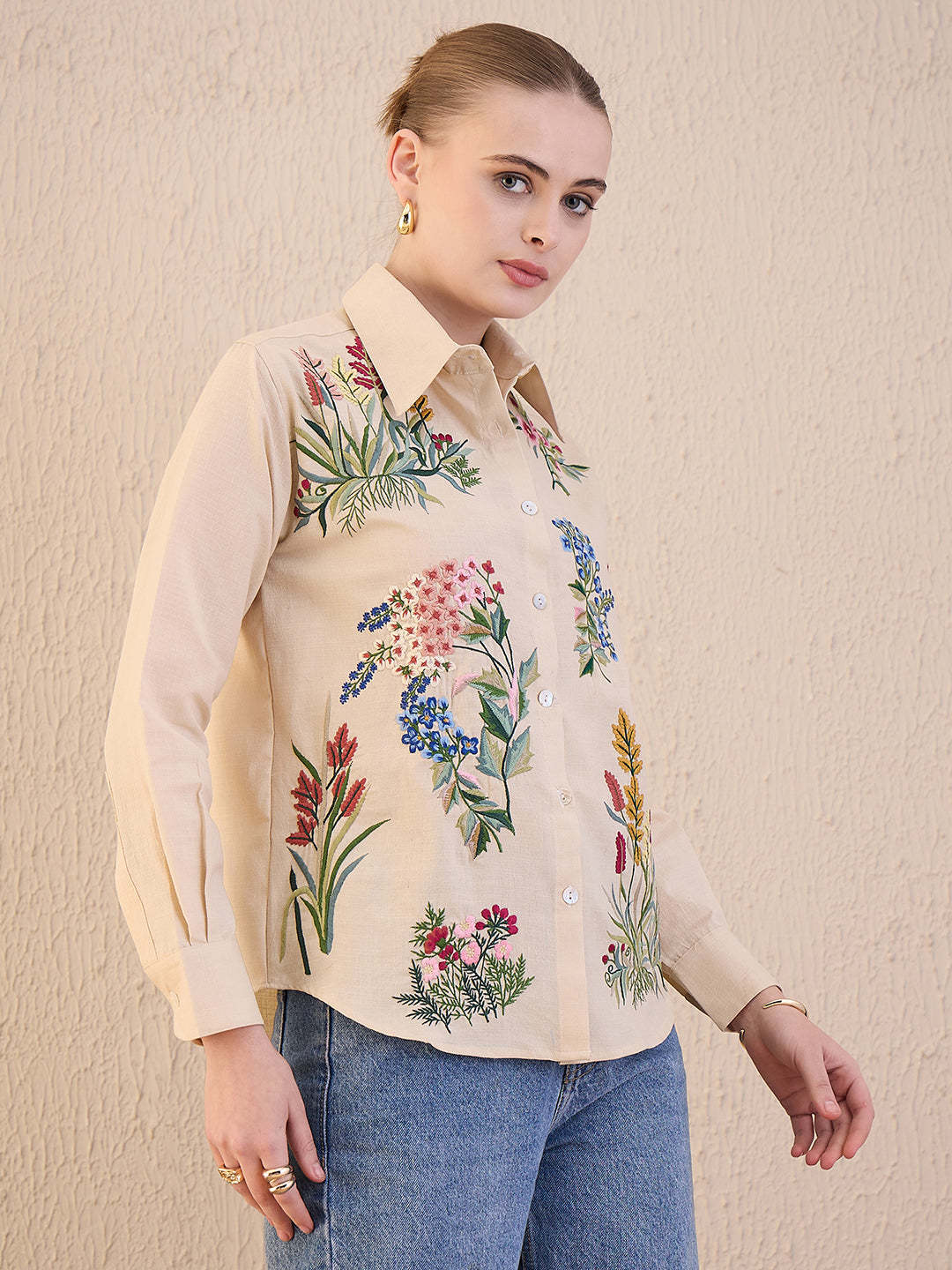 Embroidered Cotton Shirt - Uptownie