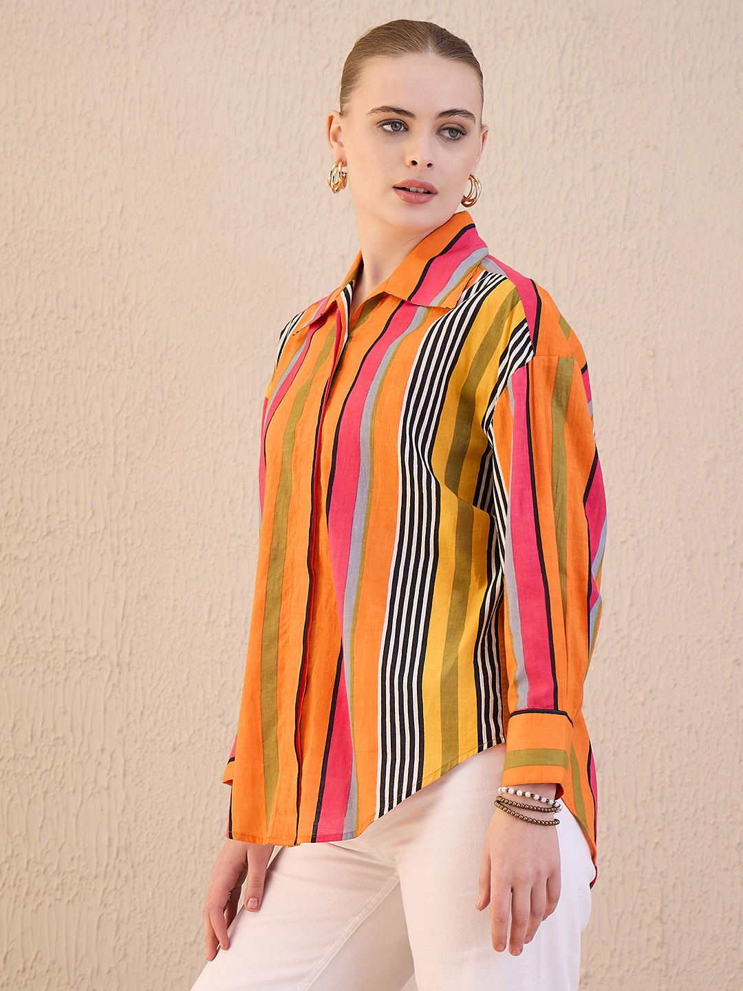 Printed Asymmetrical Cotton Shirt - Uptownie