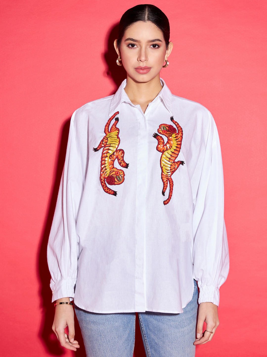 Cotton Sequinned Shirt - Uptownie