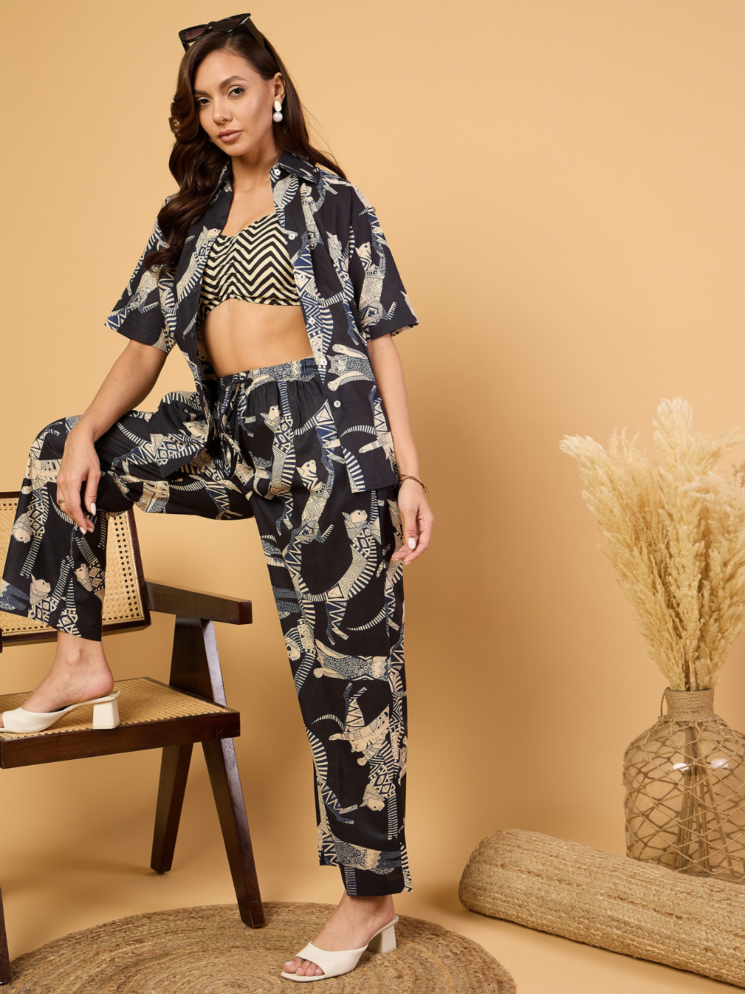 Printed Two Piece Cotton Coord Set - Uptownie