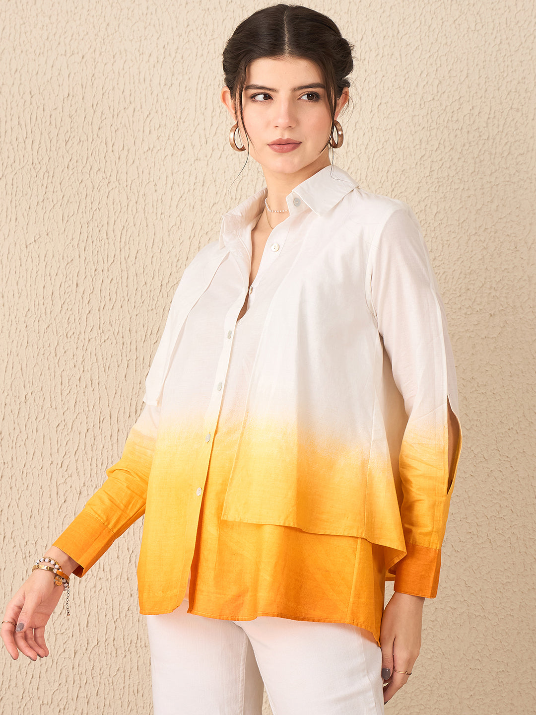 Ombre Panelled Cotton Shirt - Uptownie