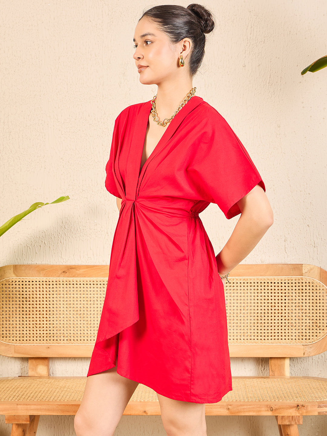 Cotton Poplin Kimono Sleeve Dress - Uptownie