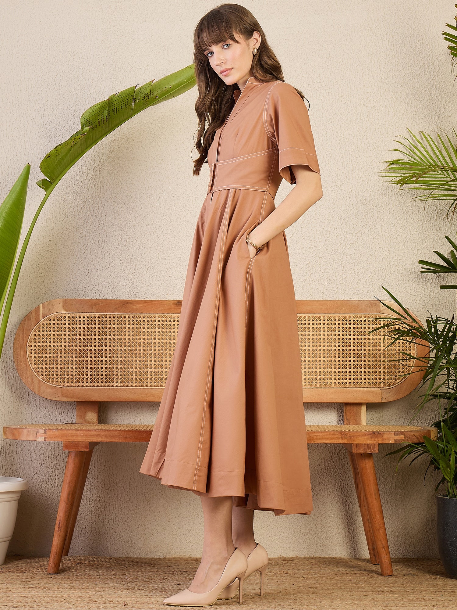 Corset Panelled Midi Dress - Uptownie