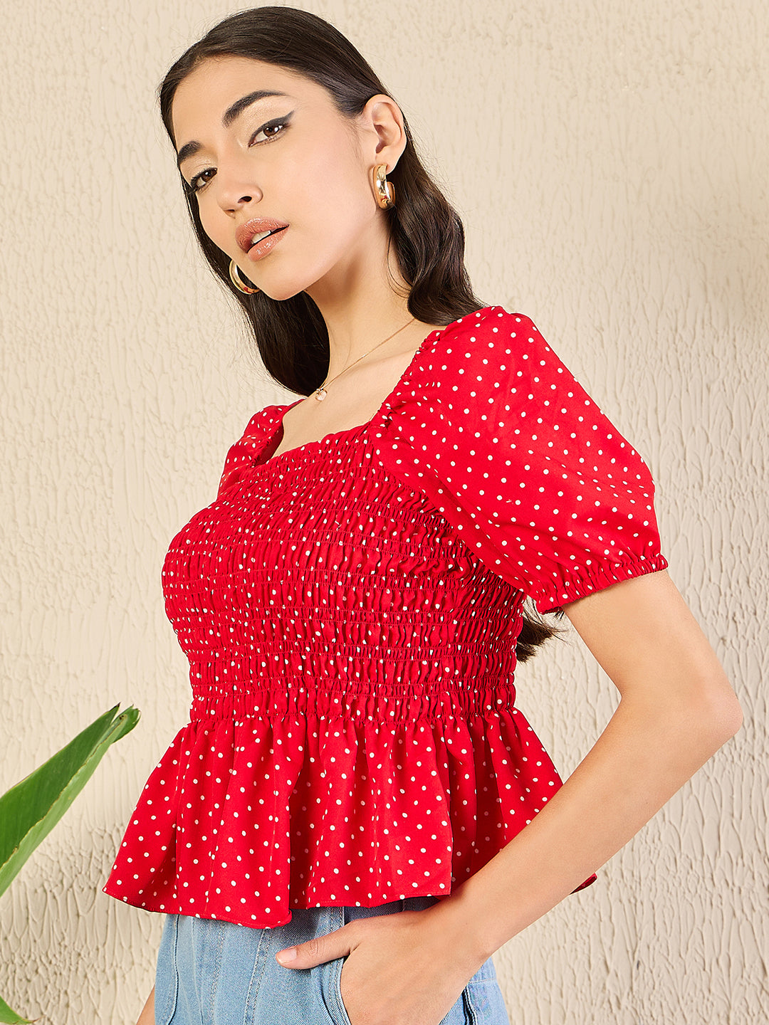 Square Neck Peplum Top - Uptownie