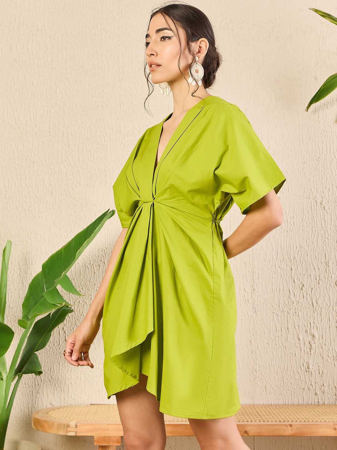 Cotton Poplin Kimono Sleeve Dress - Uptownie