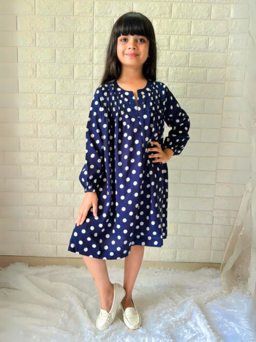 Floral Printed Cotton 3/4th Sleeves Dress for Girls - Uptownie