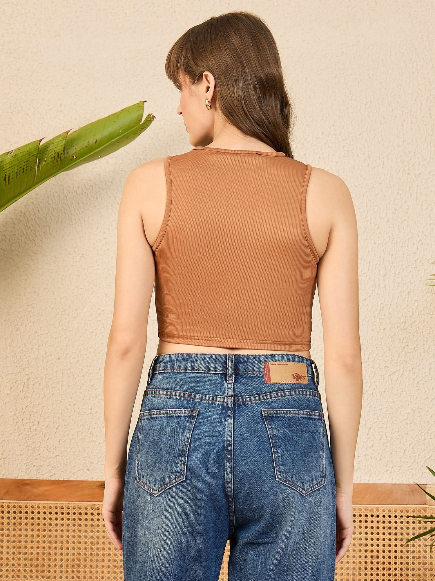 Dual Color Cutout Ribbed Top - Uptownie