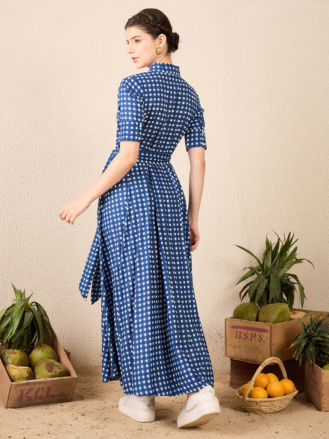 Buttoned Down Shirt Dress With Belt