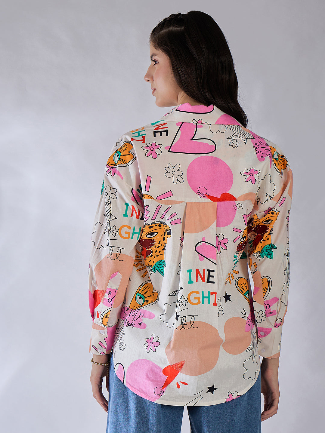 Printed Asymmetrical Cotton Shirt