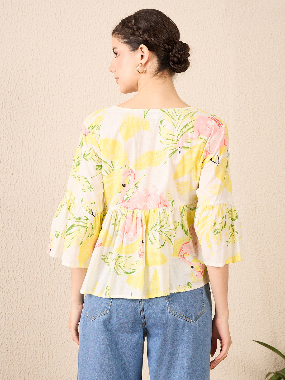Bell Sleeve Cotton Peplum Top - Uptownie