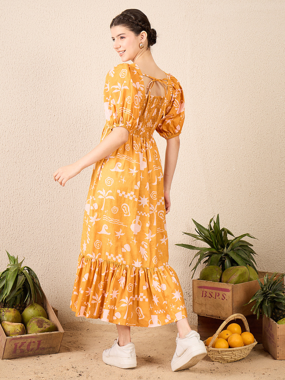 Cotton Tiered Midi Dress - Uptownie