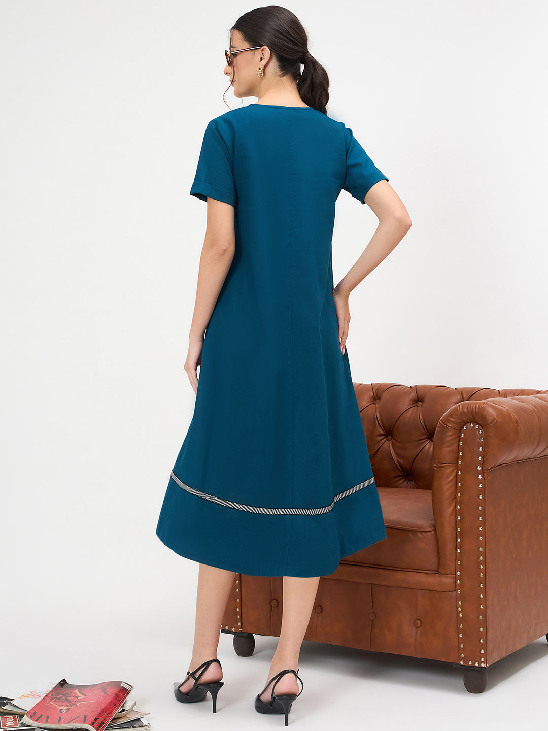 Pure Cotton A-Line Midi Dress