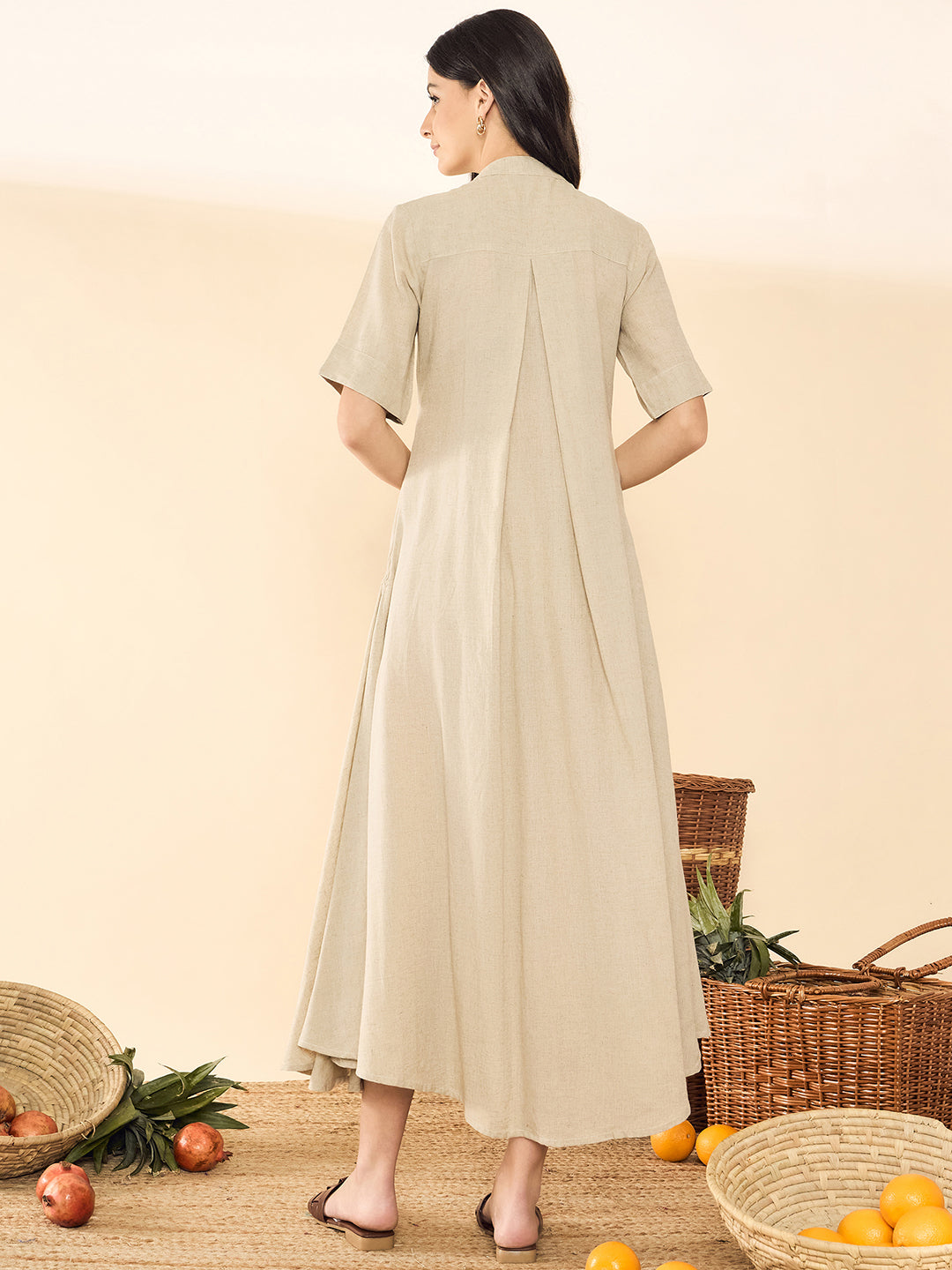 Pure Cotton Shirt Dress With Gathered Detailing - Uptownie