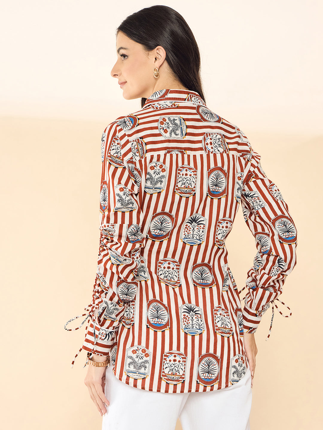 Cinch Waist Pure Cotton Tie-Up Shirt