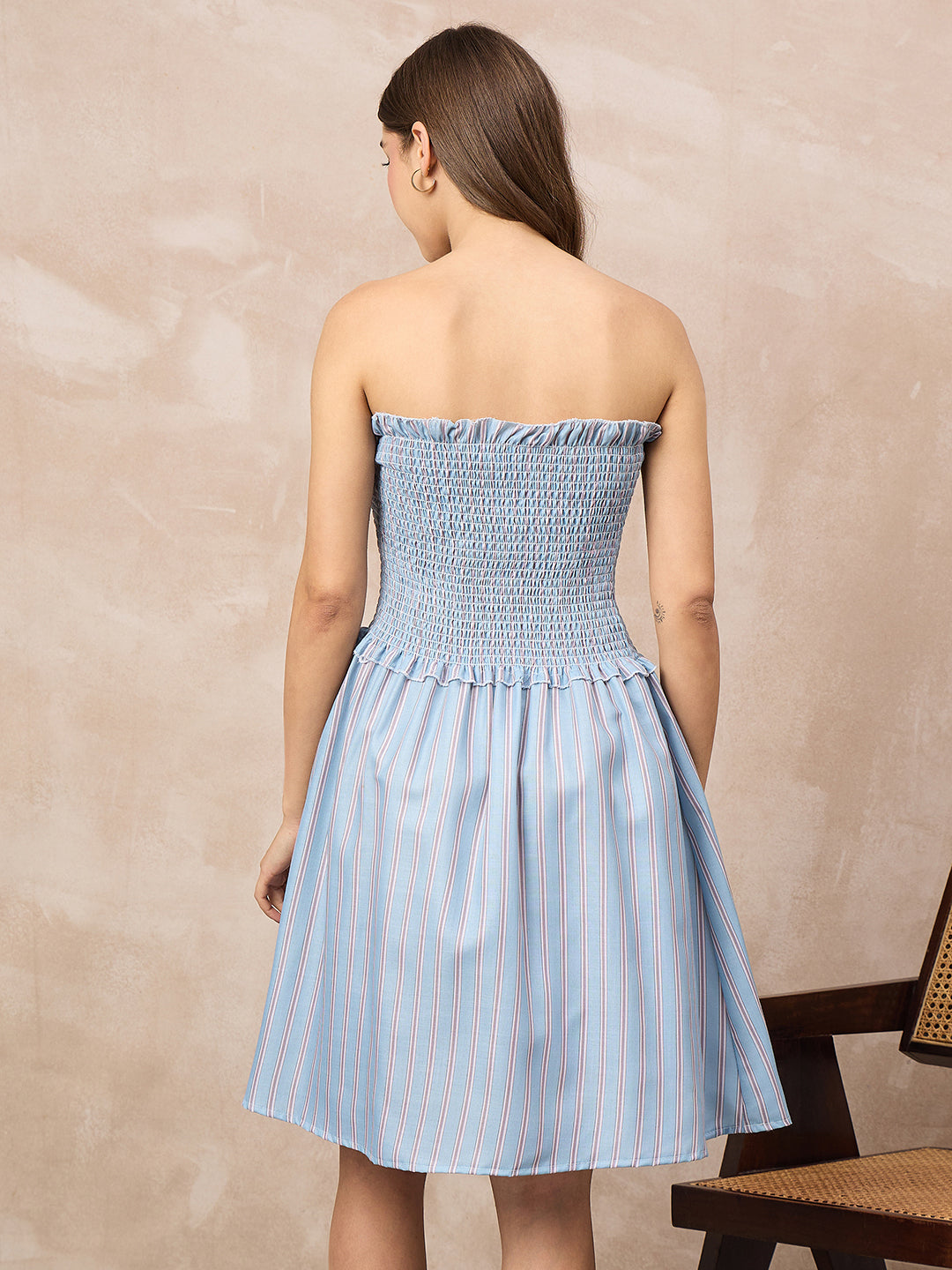 Pure Linen Strapless Mini Dress