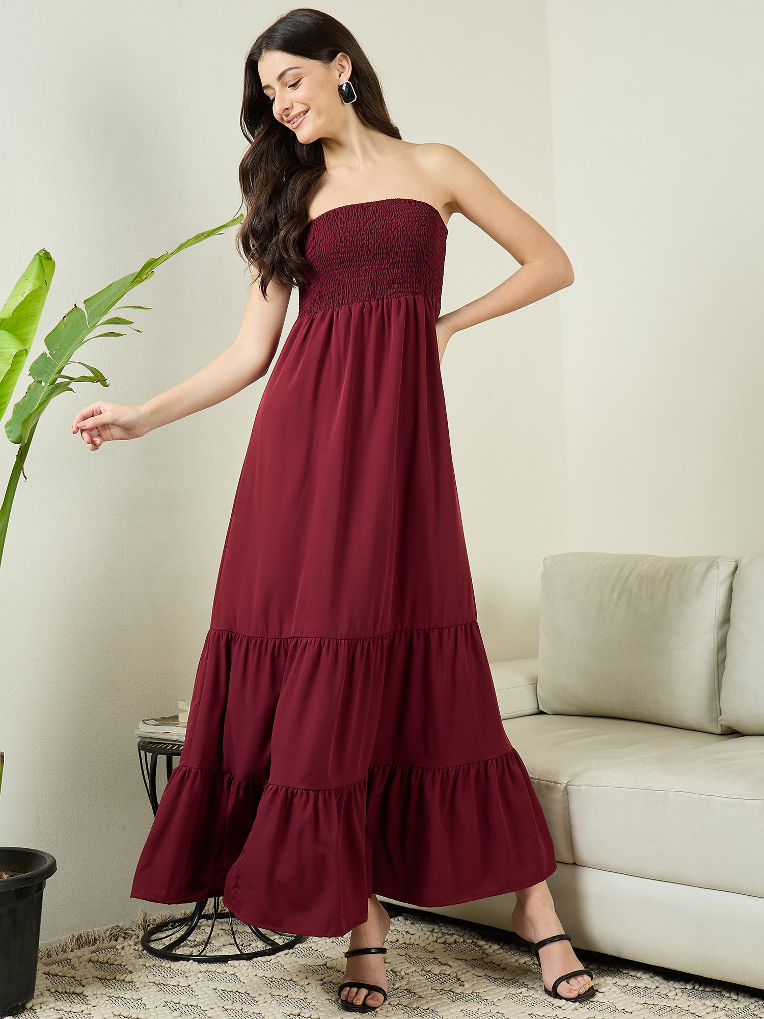 Strapless Smocked Maxi Dress