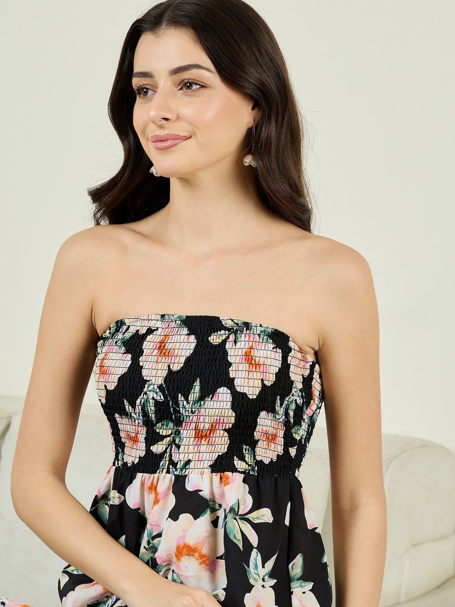 Strapless Smocked Maxi Dress