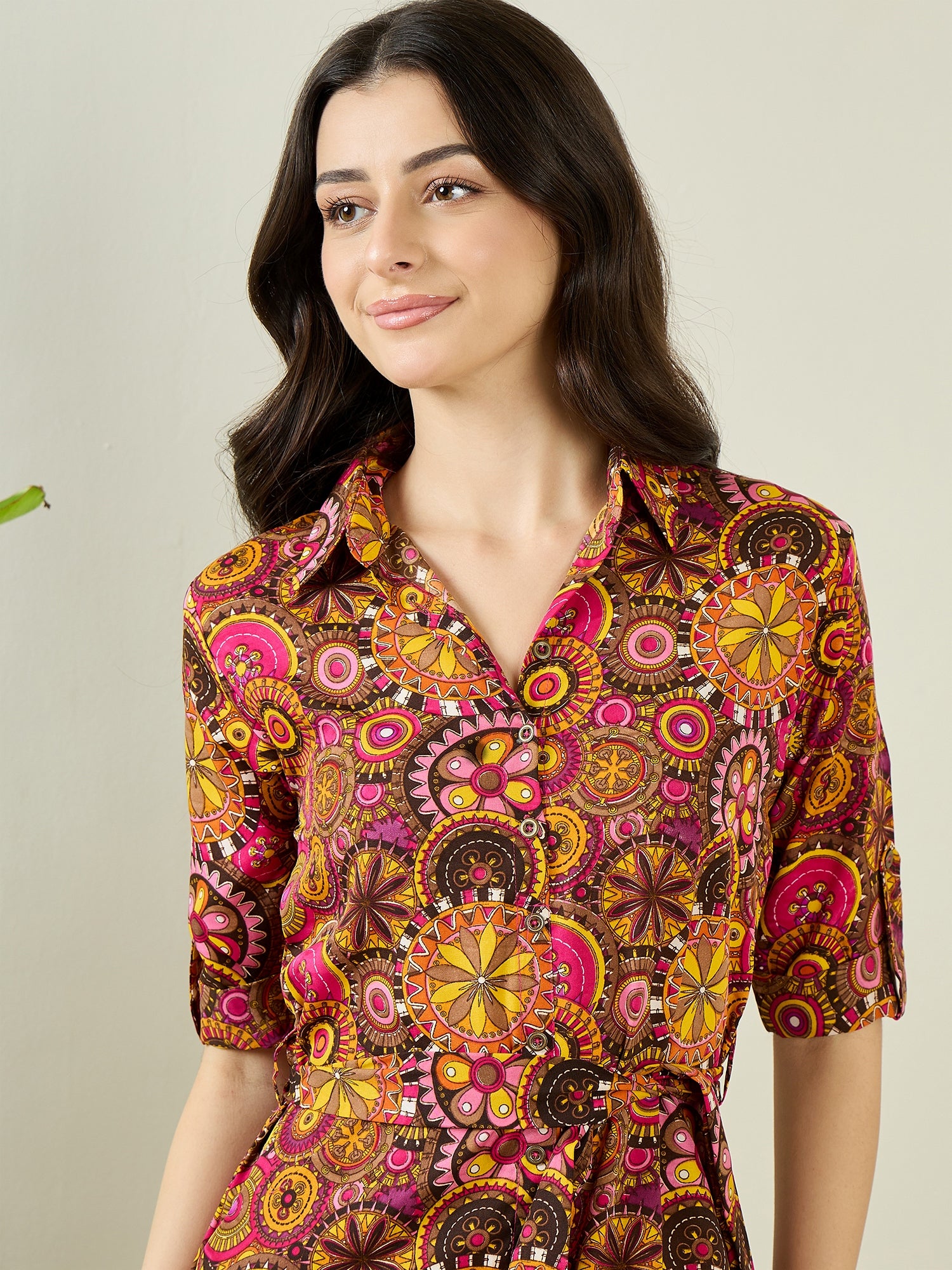 Collar Buttoned Down Shirt Midi Dress