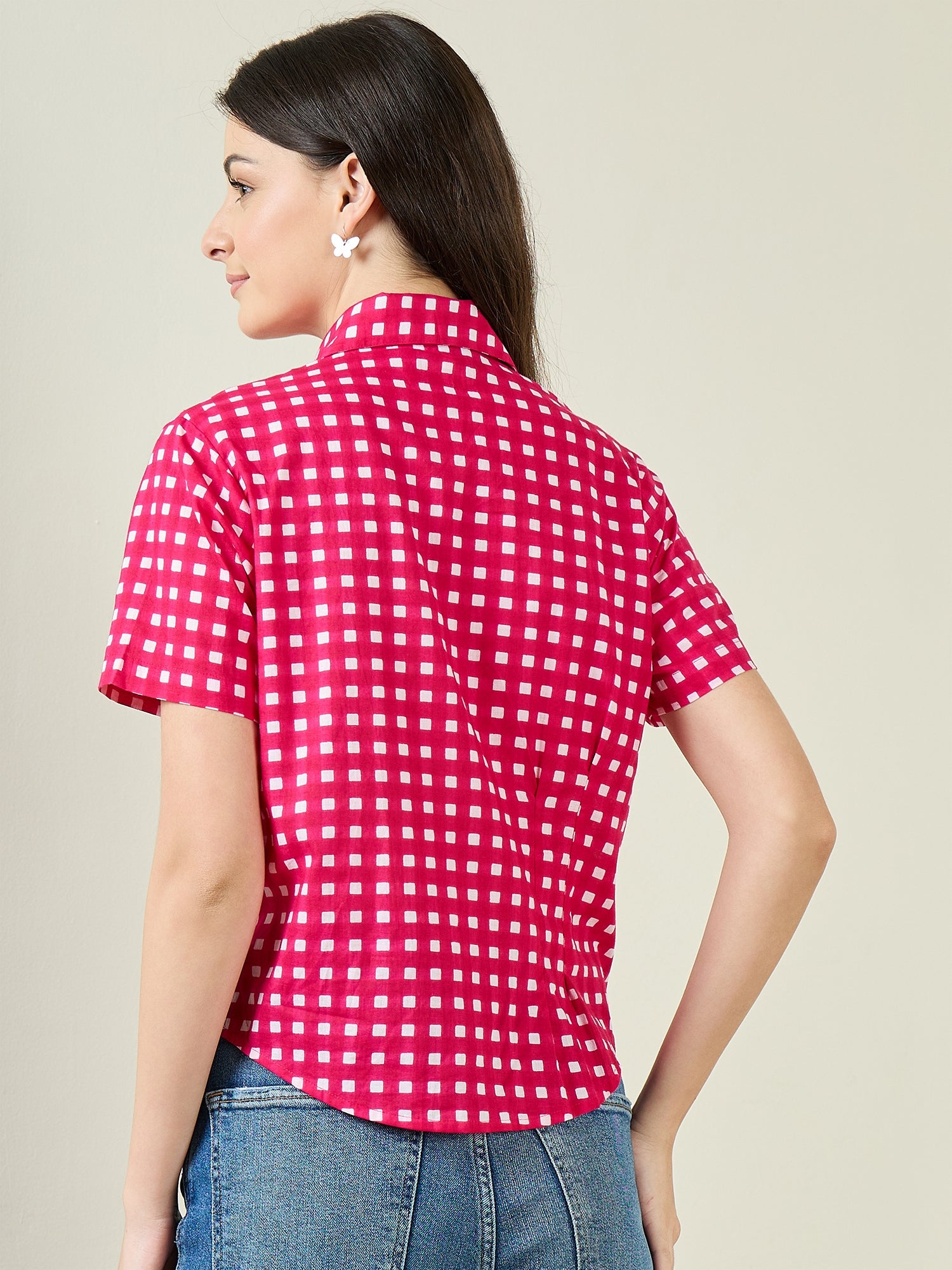Cotton Half Sleeve Fitted Shirt - Uptownie