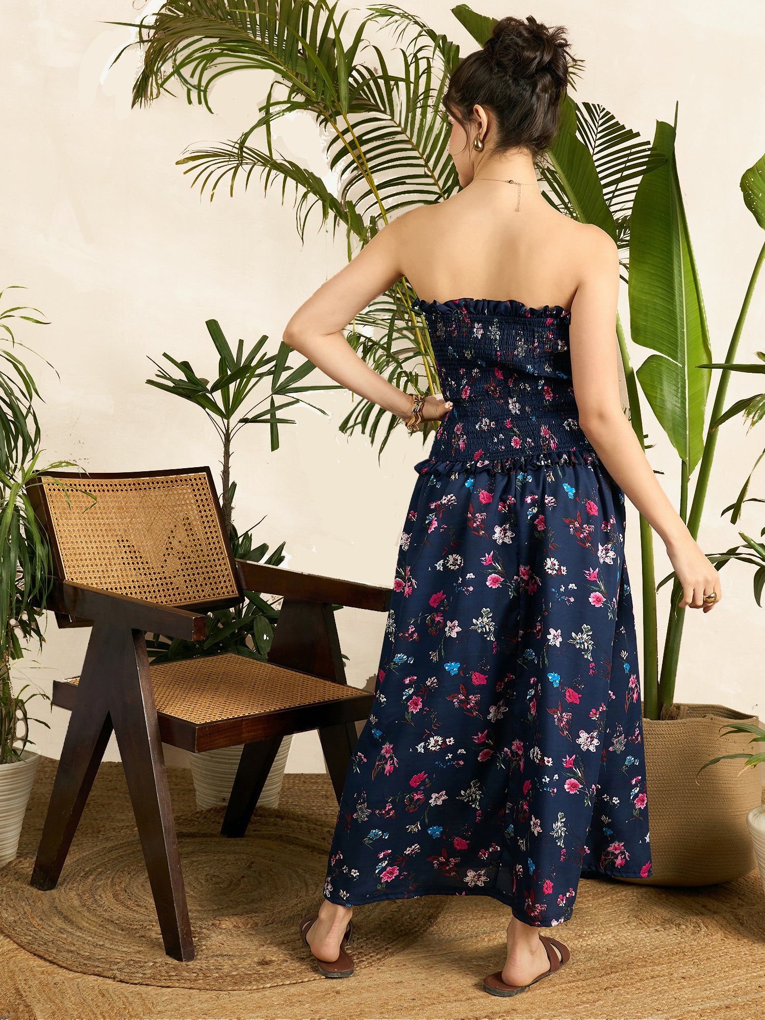 Smocked Drop Waist Off Shoulder Dress - Uptownie