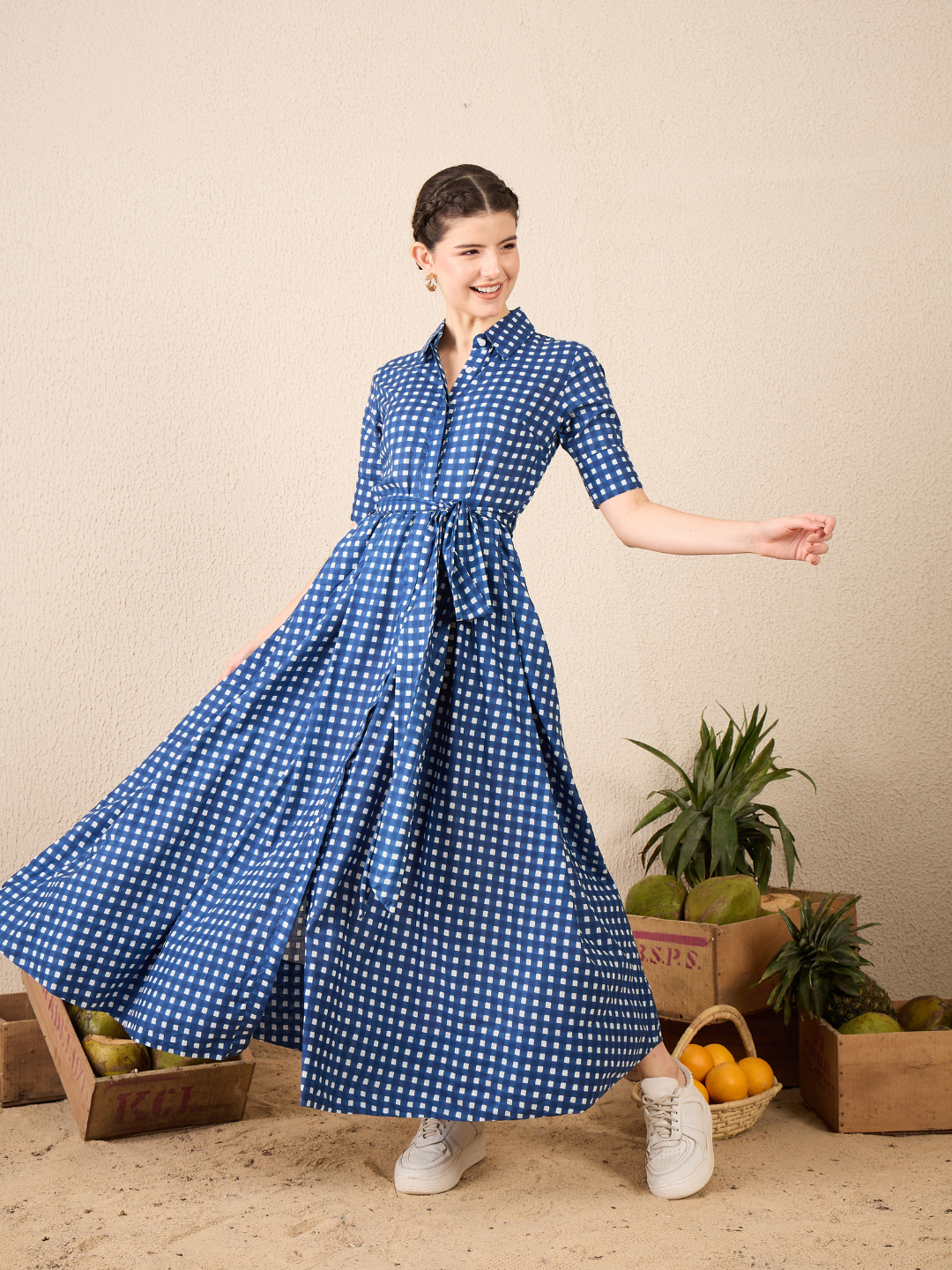 Buttoned Down Shirt Dress With Belt - Uptownie