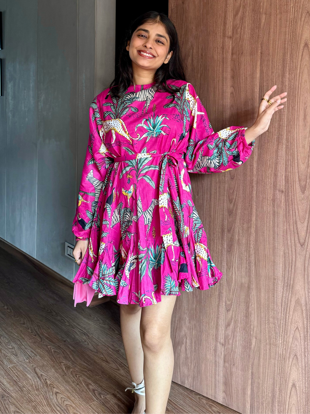 Godet Cotton Fit and Flare Dress - Main Image