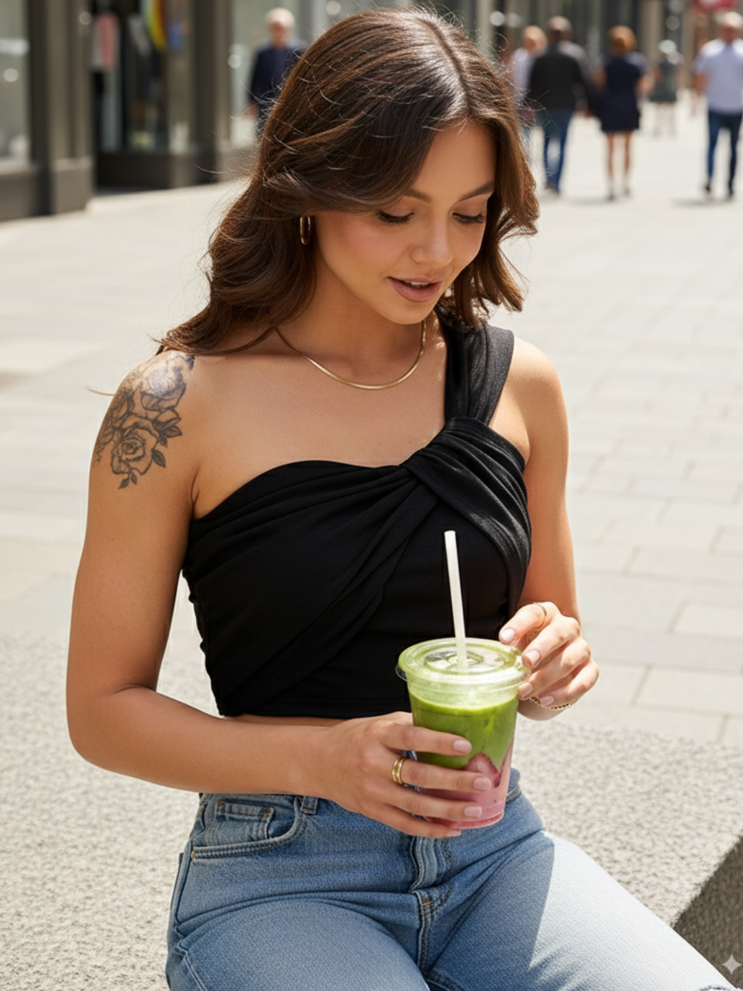 Stretchable One Shoulder Cropped Top - Uptownie