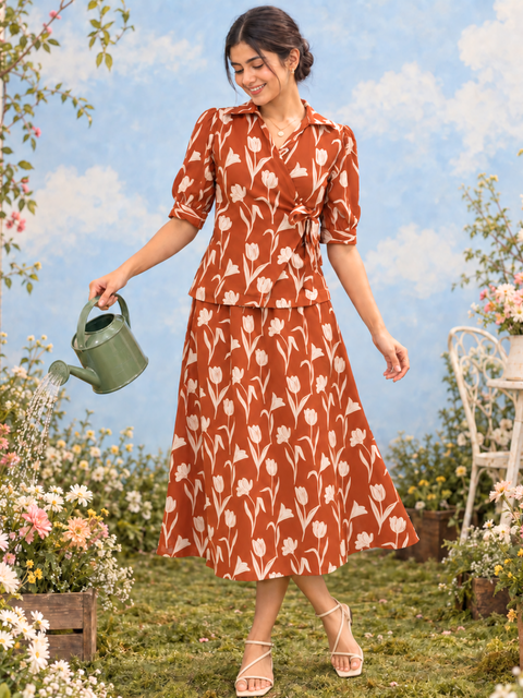 Pure Cotton Wrap-Tie Co-ord Set
