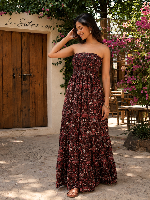 Strapless Smocked Maxi Dress