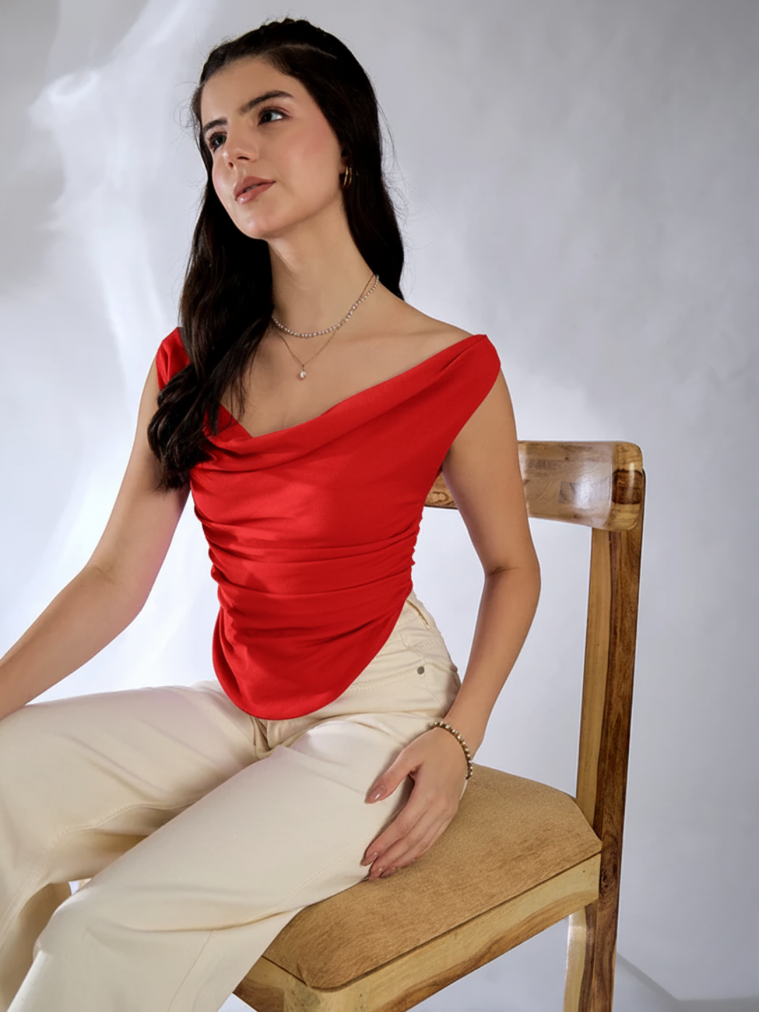 Stretchable Cotton Draped Crop Top