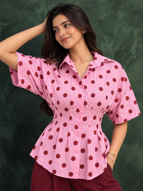 Drop Shoulder Pleated Pure Cotton Shirt