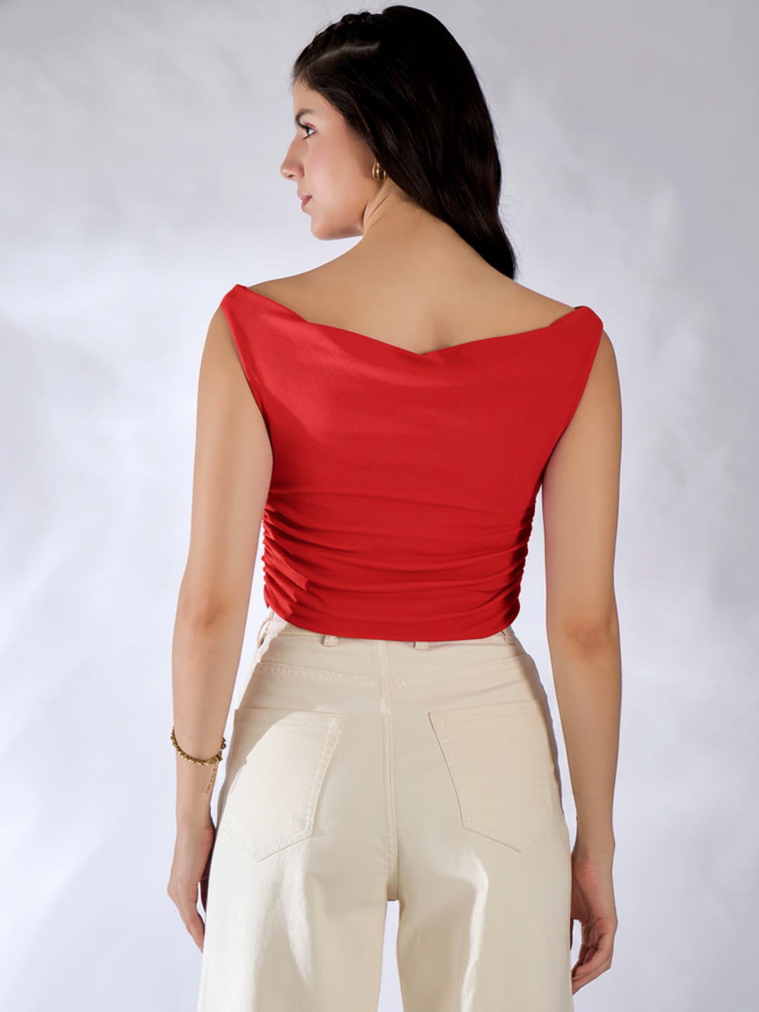Stretchable Cotton Draped Crop Top