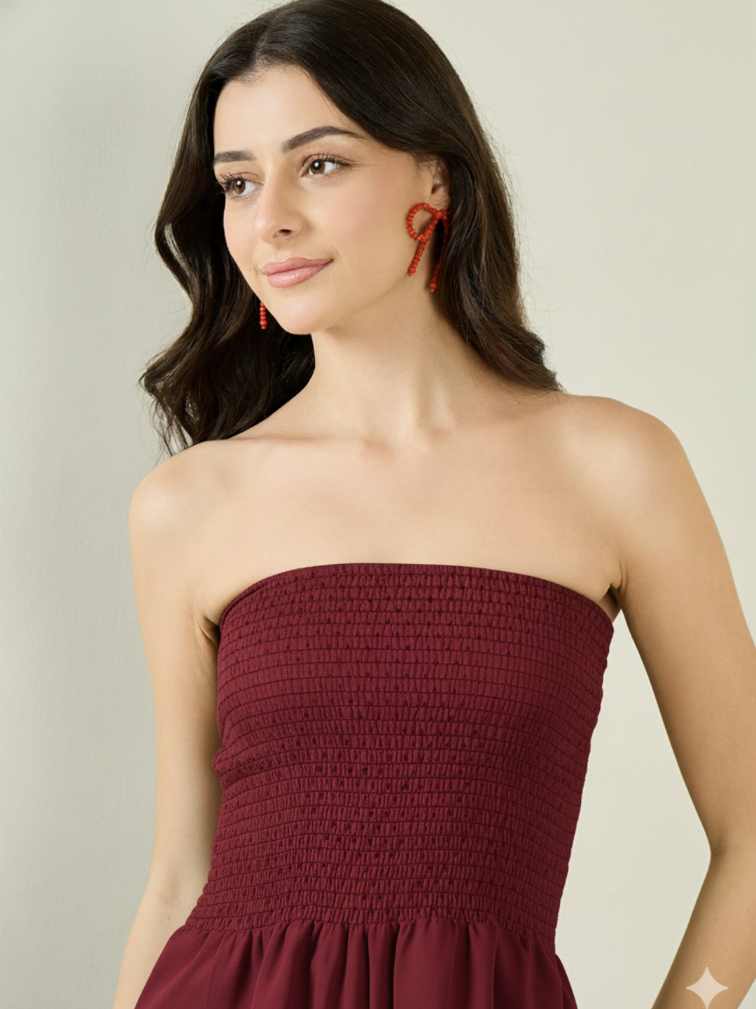 Smocked Bandeau Asymmetrical Top - Uptownie