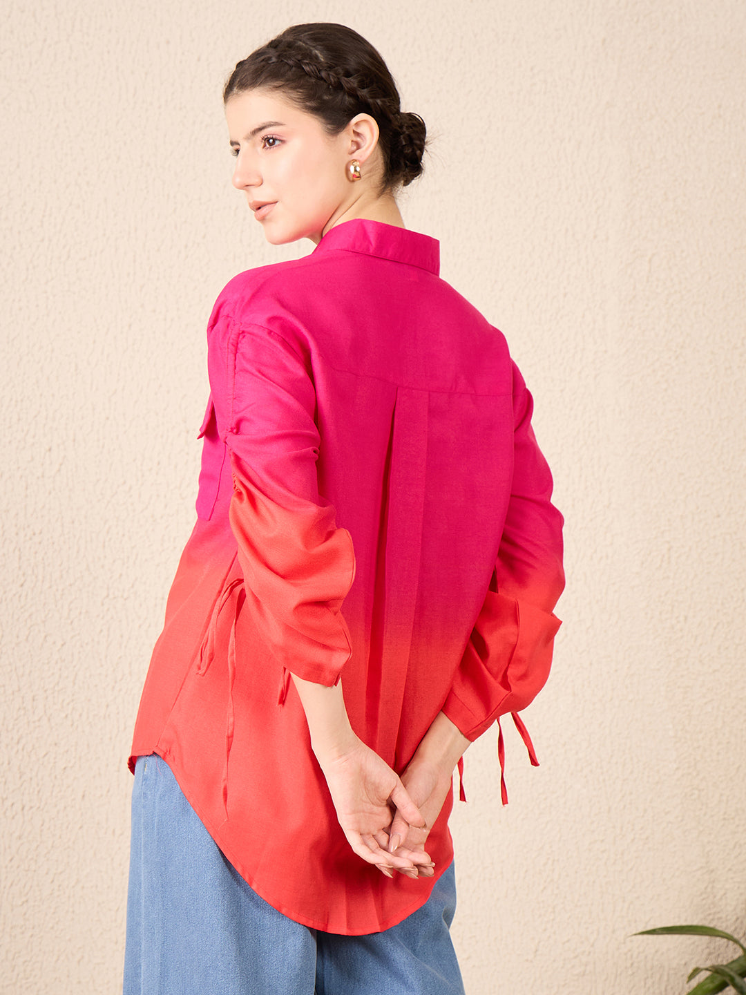 Ruched Tie-up Sleeves Shirt - Uptownie