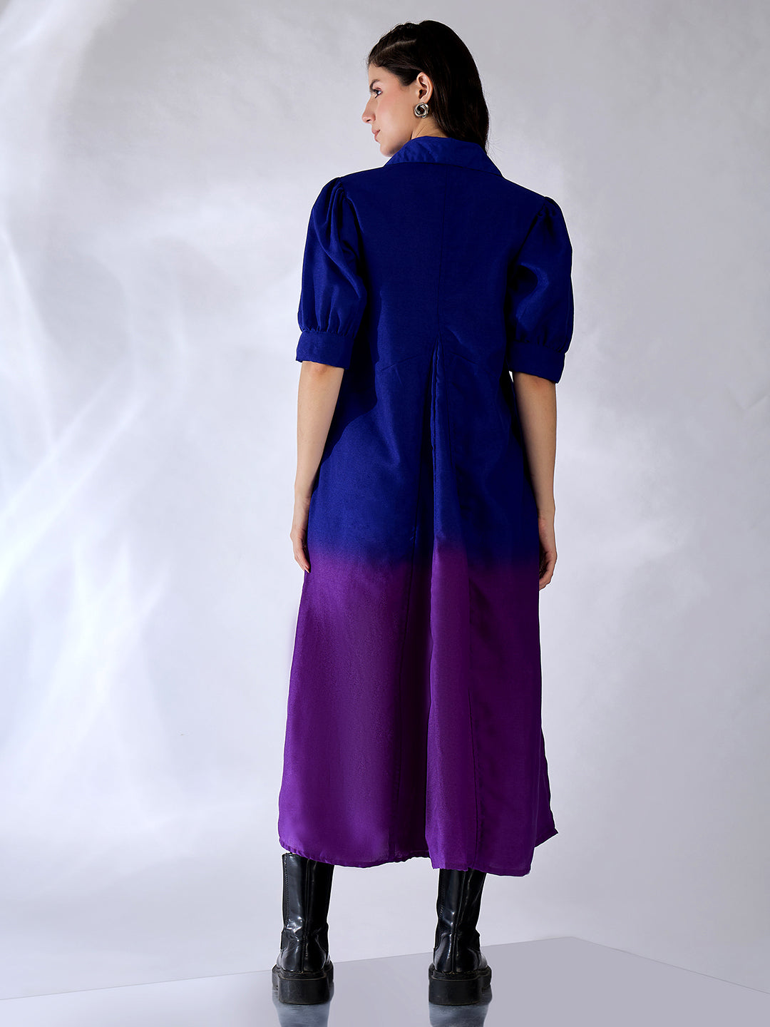 Front Pleated Cotton Midi Dress