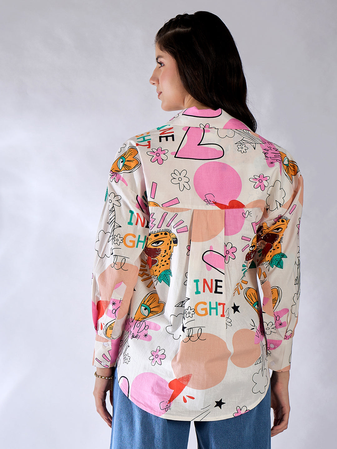 Printed Asymmetrical Cotton Shirt - Uptownie