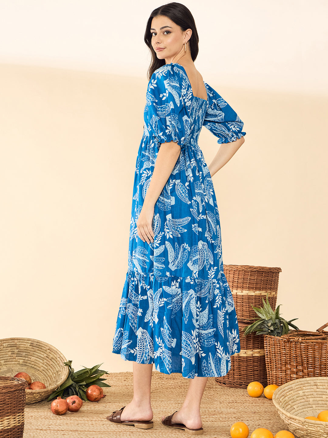 Cotton Tiered Midi Dress