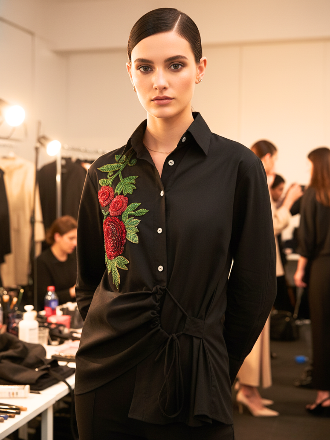 Side Tie-Up Cotton Shirt