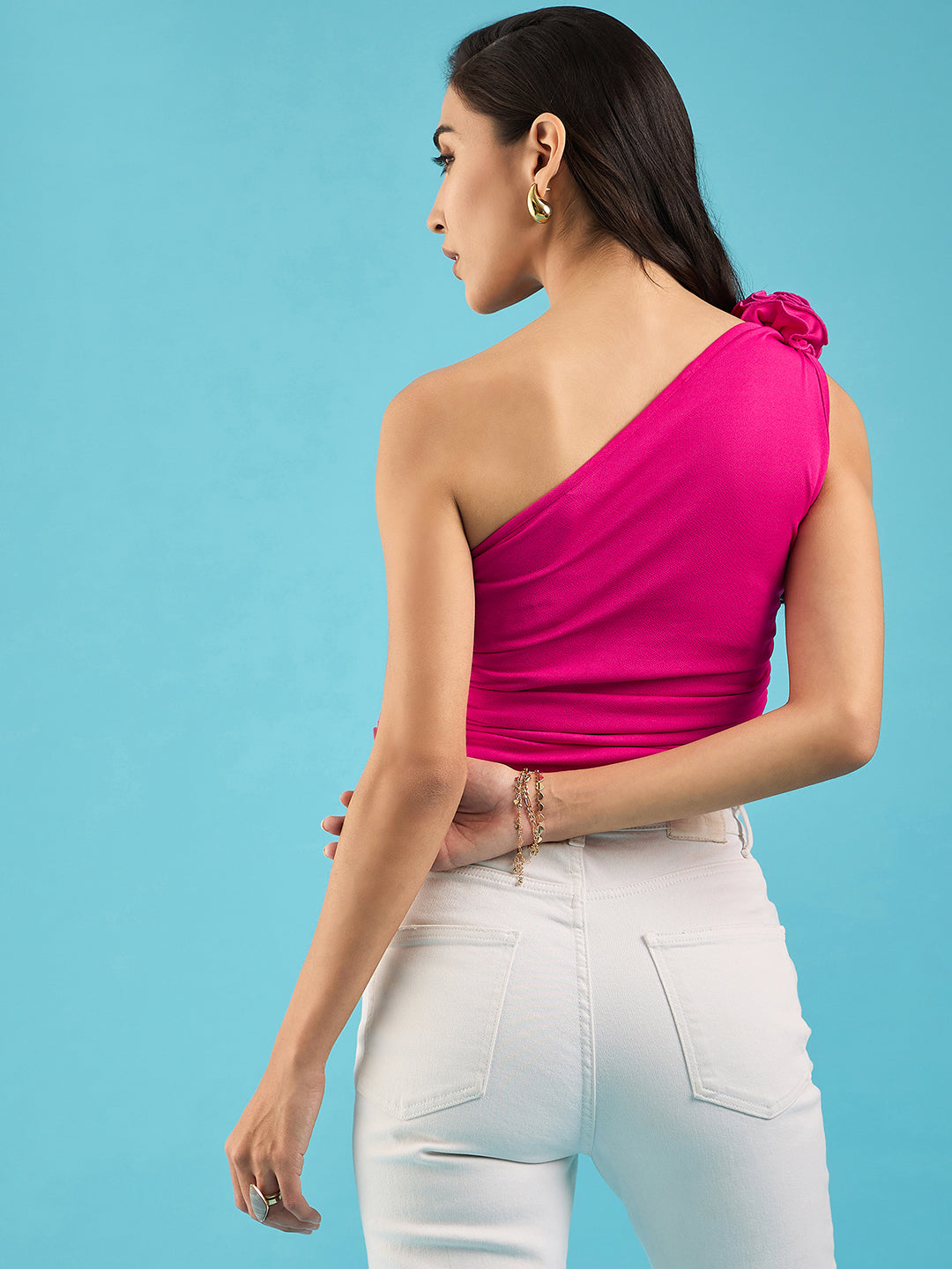 One-Shoulder Rose Top - Uptownie
