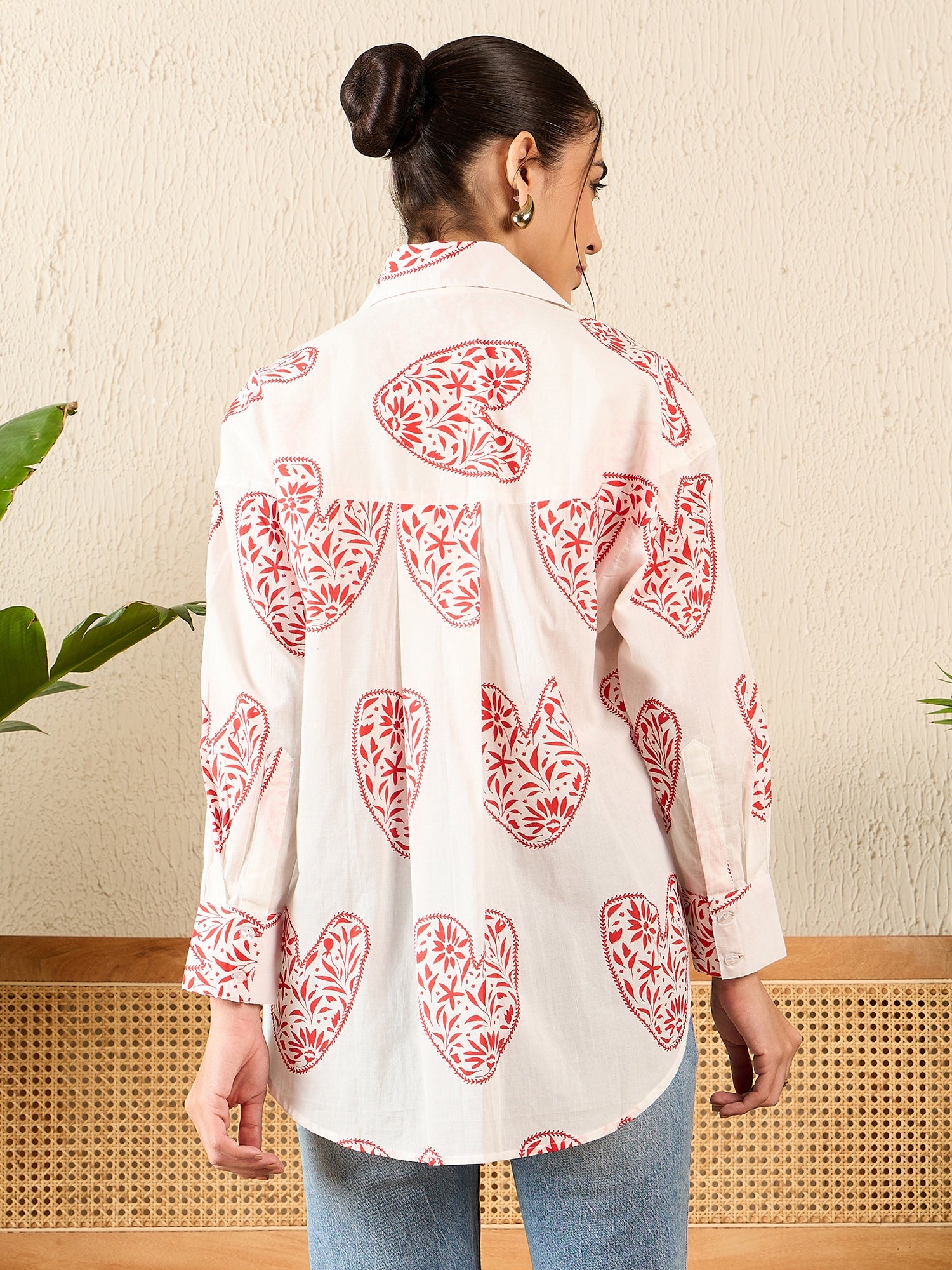 Printed Asymmetrical Cotton Shirt - Uptownie