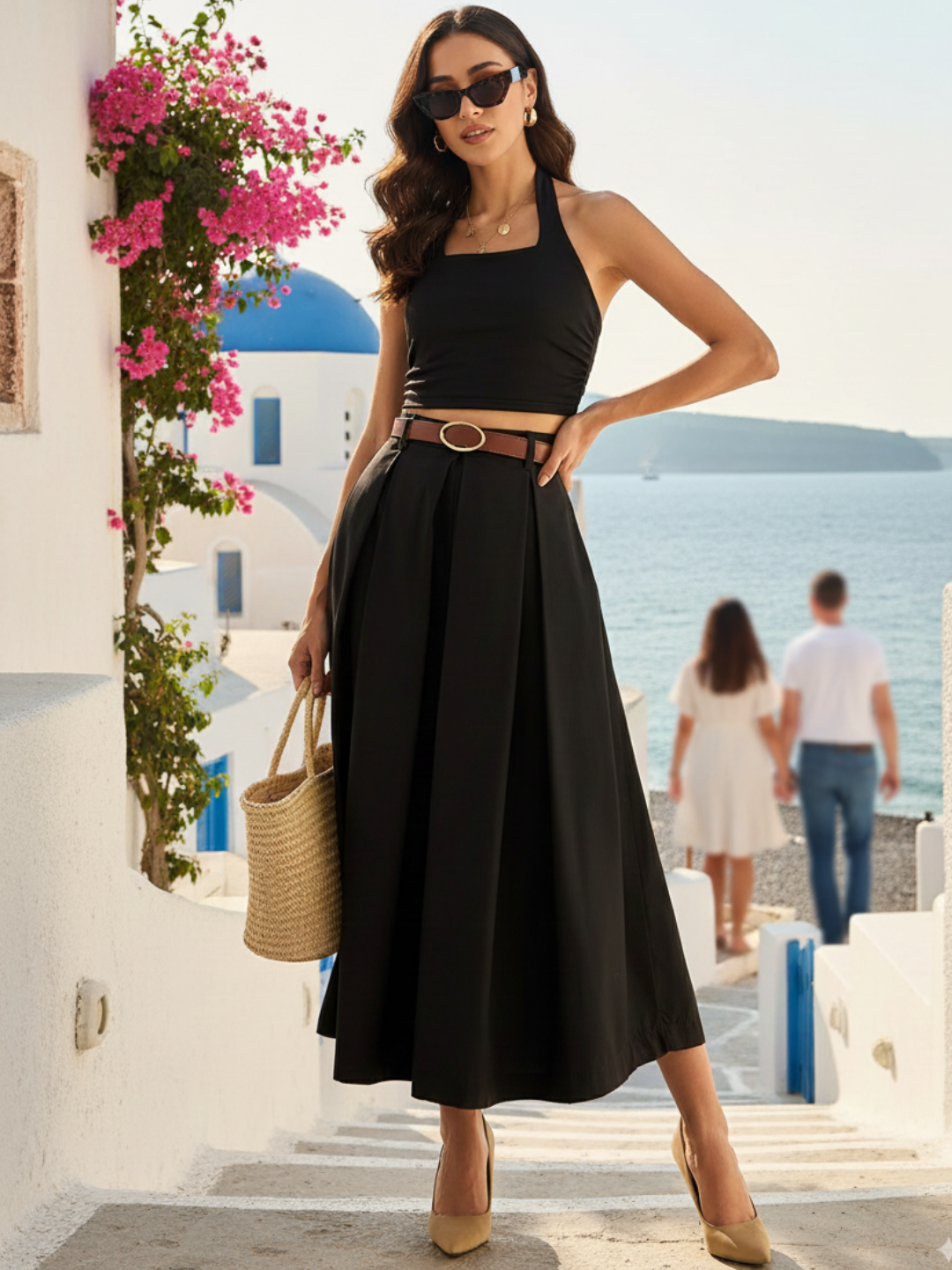 Box Pleated Midi Skirt - Uptownie